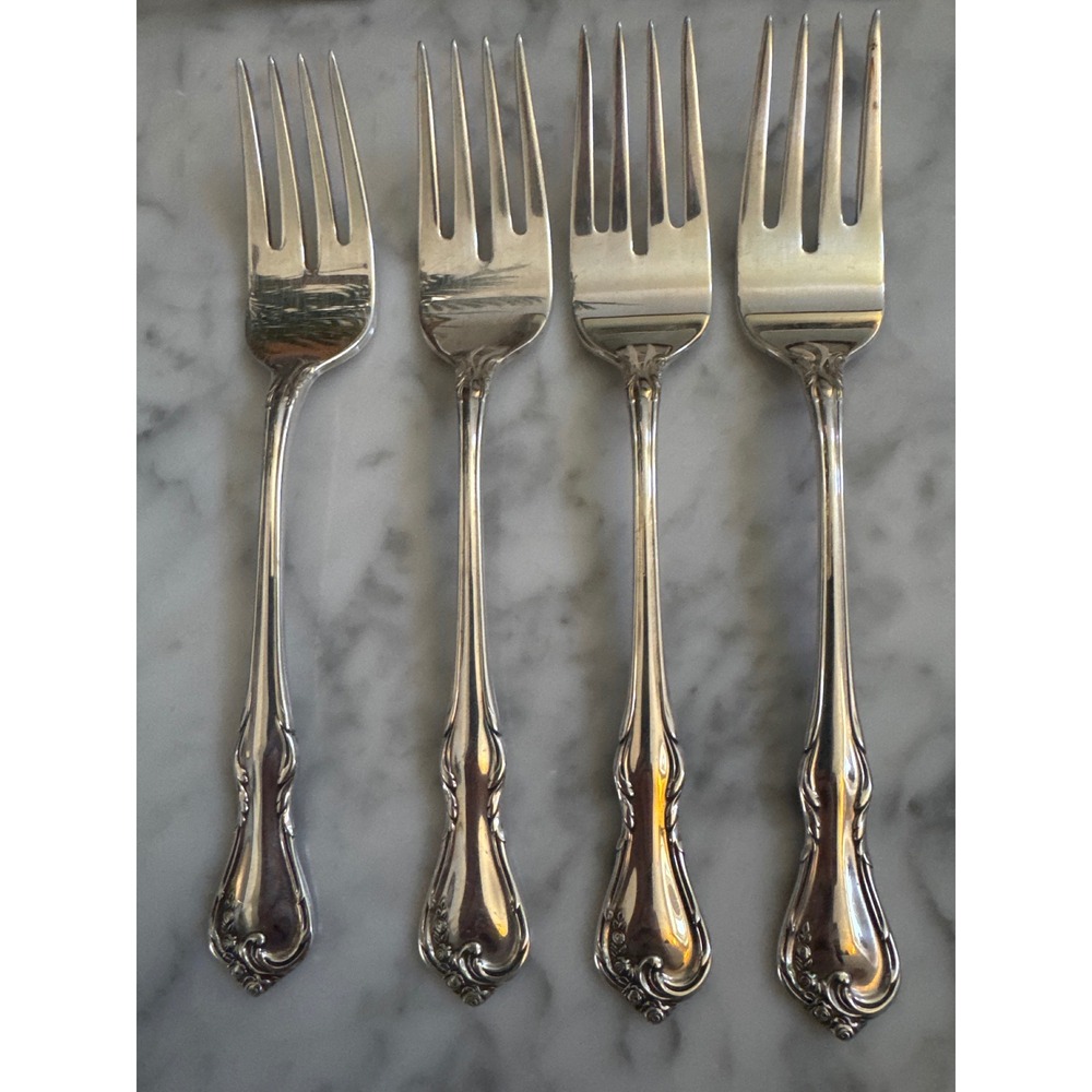 Reed & Barton Cottage Rose Silverplate Salad Forks Set of 4 Vintage 1985 RDSCORO